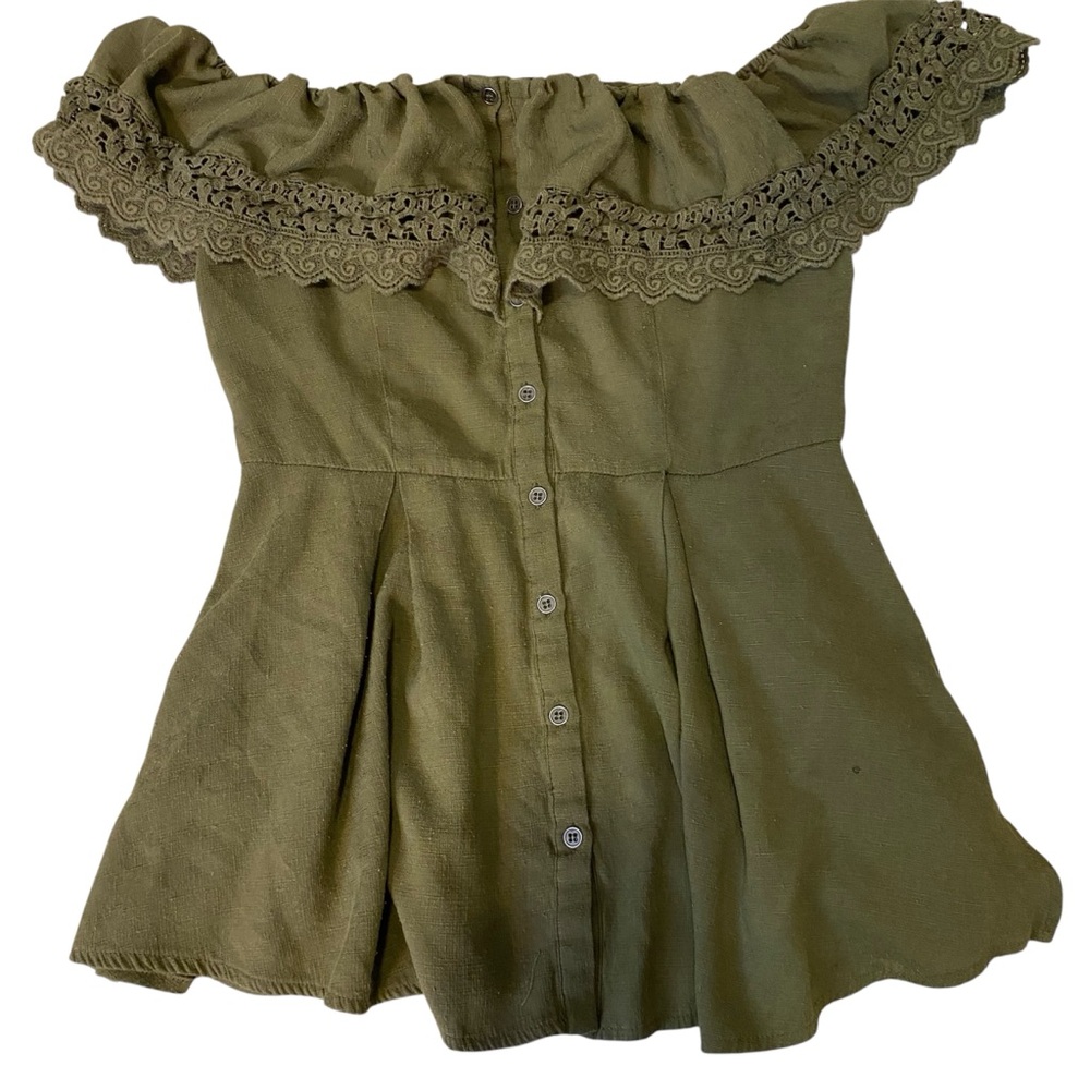 Off Shoulder Olive Fitted Top Doe and Rae